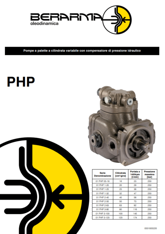 Berarma: pompe a palette cilindrata variabile PHP