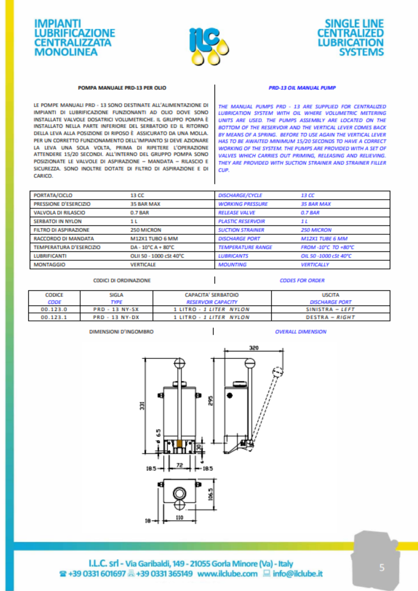 ILC: catalogo lubrificazione volumetrica (serie PRD)